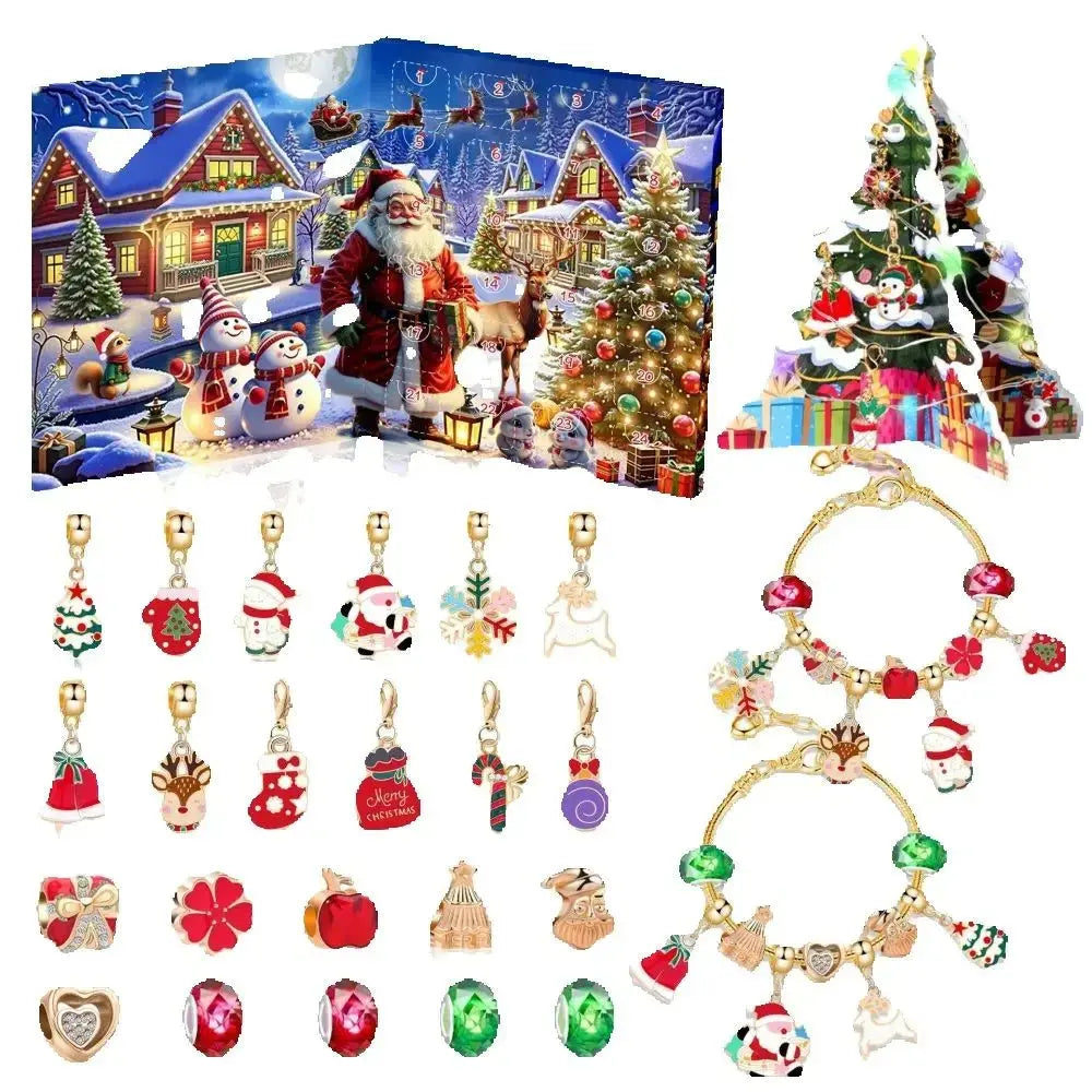 1 Set of Cute Christmas Countdown DIY Bracelet Set , Christmas New Year Birthday Party Wedding Spring Festival Gifts Gift Filler NNOS