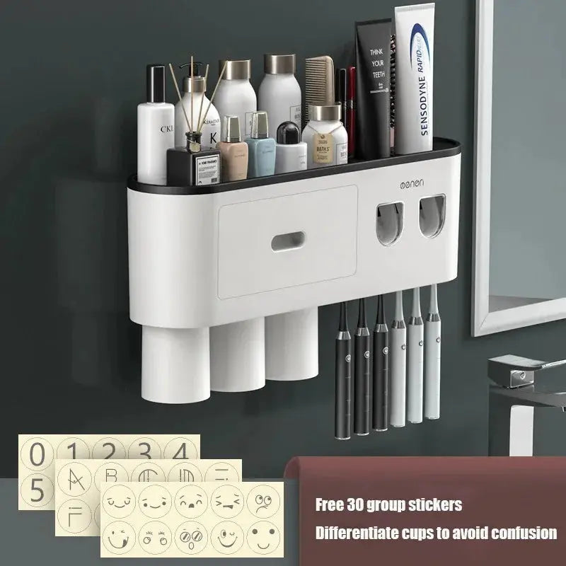 1Pcs Wash Set Automatic Toothpaste Squeezer Cups Gargle Cup Punch-free Toothbrush Cup Holder Storage Rack Bathroom Products Ho NNOS