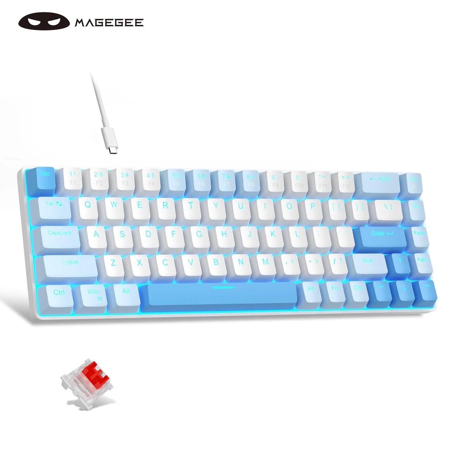 MageGee Portable 60% Mechanical Gaming Keyboard, MK-Box LED Backlit Compact 68 Keys Mini Wired Office Keyboard with Red Switch f NNOS