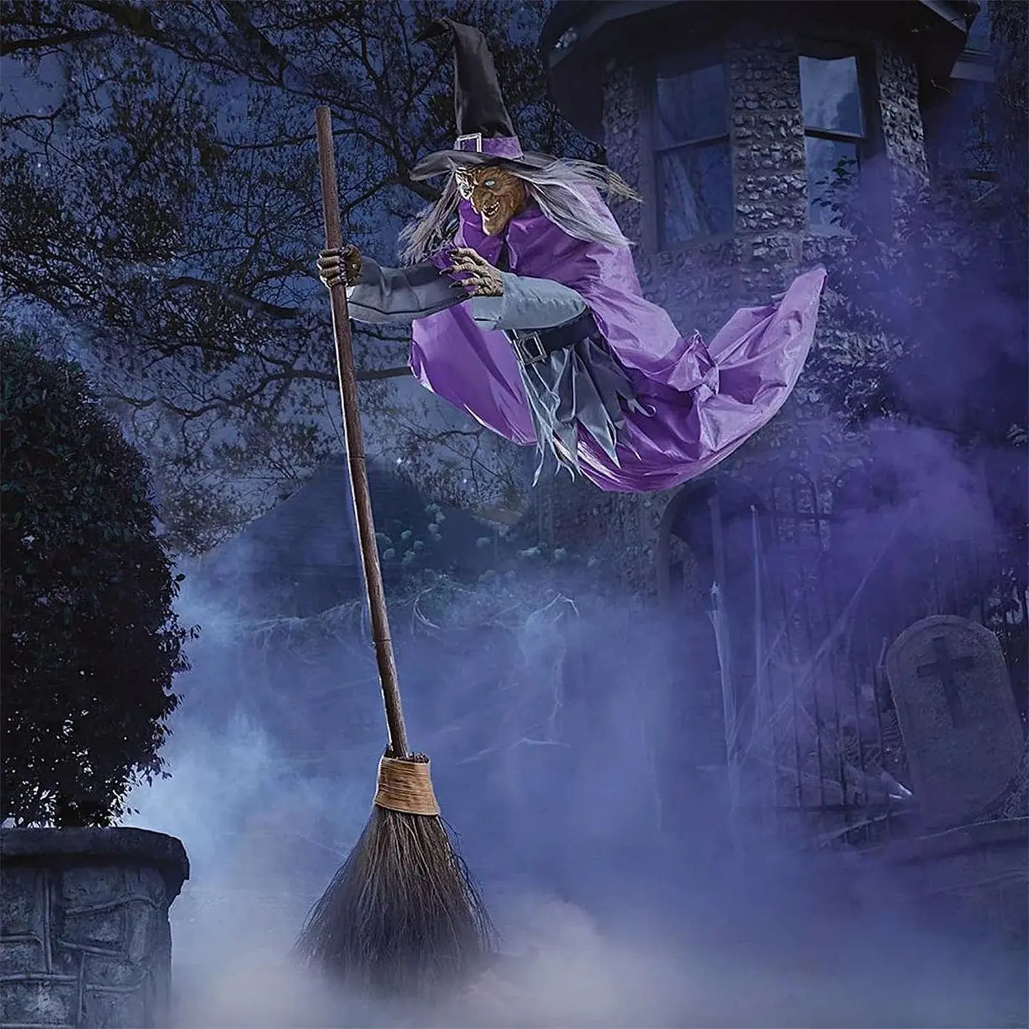 Halloween Decoration Voice Control Witch Large Hanging Luminous Soundmaking Bar House Horror Decoration 12FT NNOS