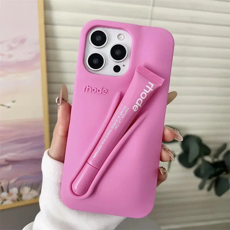✨ RHODE Lip Case Silicone Phone Case – Lipstick Holder + Kickstand All-in-One NNOS