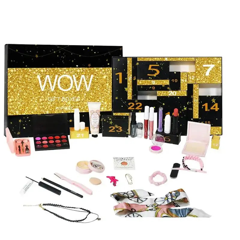24 Days Beauty Advent Calendar Makeup Set 24pcs Christmas Countdown Calendar Make up Calendar Lipstick Eye Shadow Cosmetic NNOS