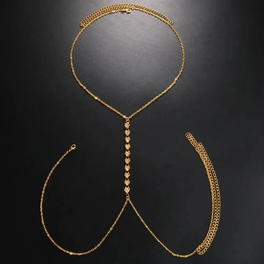 Stonefans Simple Handmade Rhinestone Cross Bra Chain Harness for Women Festival Accessories Sexy Bra Chest Chain Body Jewelry NNOS