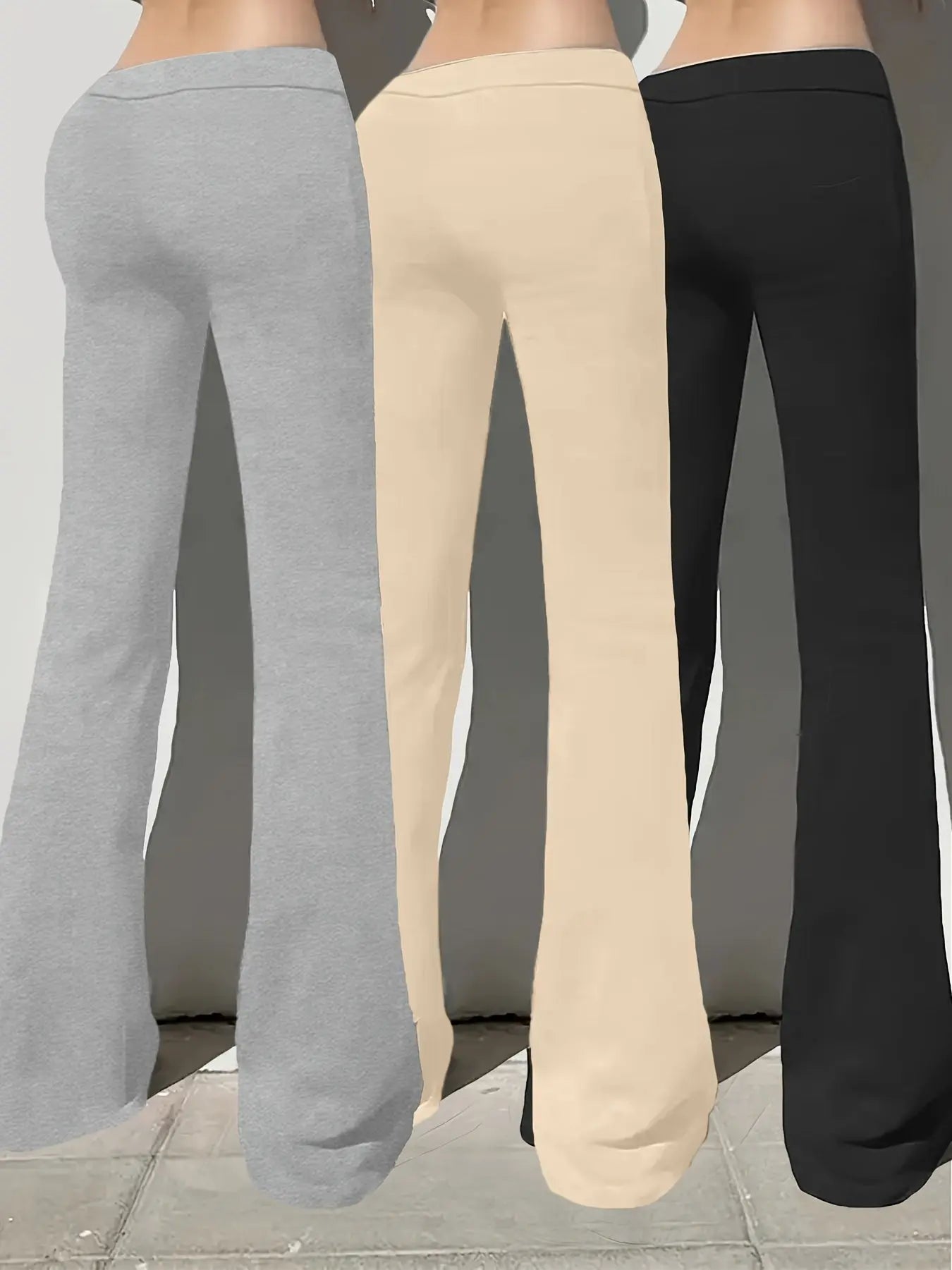 European and American Women's Straight-Leg Flare Pants Classic Personality English Text Print Long Pants 3pcs Set NNOS