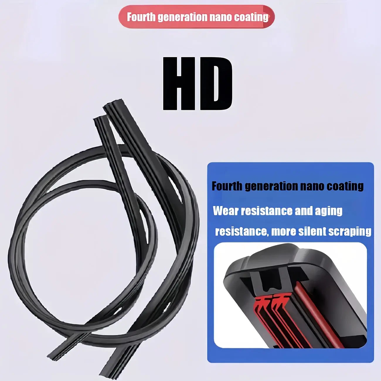 Brand New Upgraded All-Season Car Windshield Wipers with U/J Type Hook Blades + 3pcs Adapter Replacement Heads/6 Rubber Strips for Car Wipers, Featuring a High-Quality Rubber Stable Base Design for Quiet, Durable, And Clear A NNOS