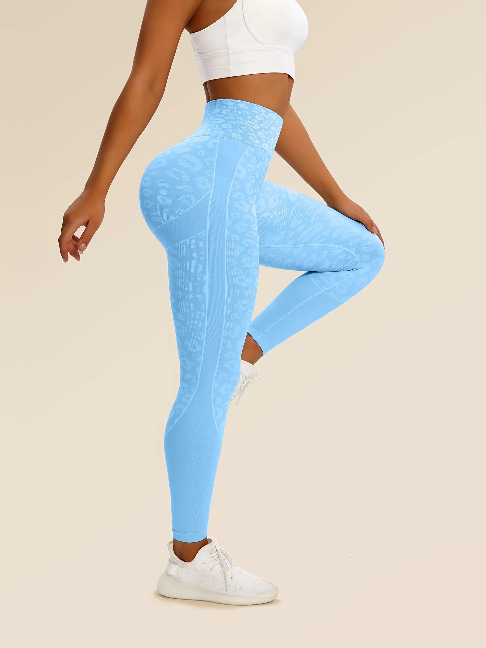 Women’s High-Waist Leopard Yoga Leggings – Seamless Quick-Dry Stretch Pants NNOS
