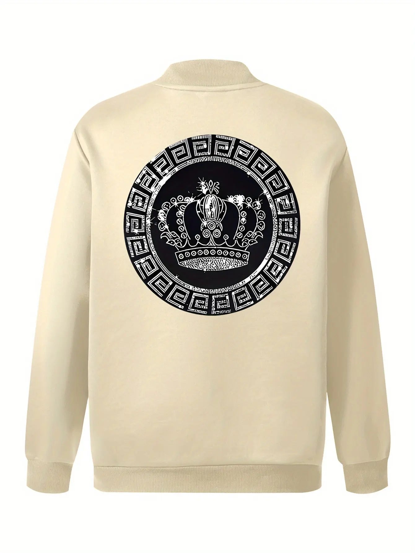 Women’s Crown Print Baseball Jacket – Lightweight Zip-Up Casual Streetwear NNOS