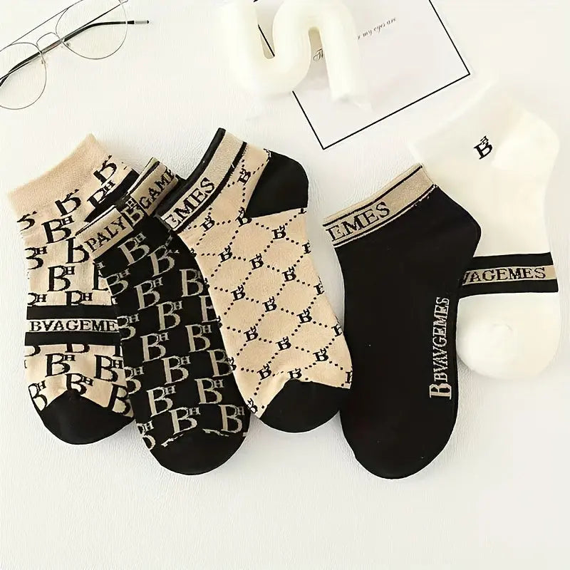5 Pairs of Stylish and Trendy Anti-Odor Low-Cut Socks for Women NNOS