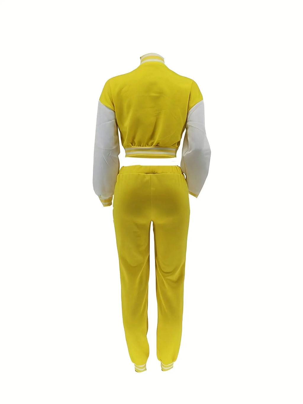 Chic, Women's Casual Letter Print Baseball Jacket and Pants Set - Red and White, Polyester Blend, Machine Washable, Fall/Winter Fashion Ensemble NNOS