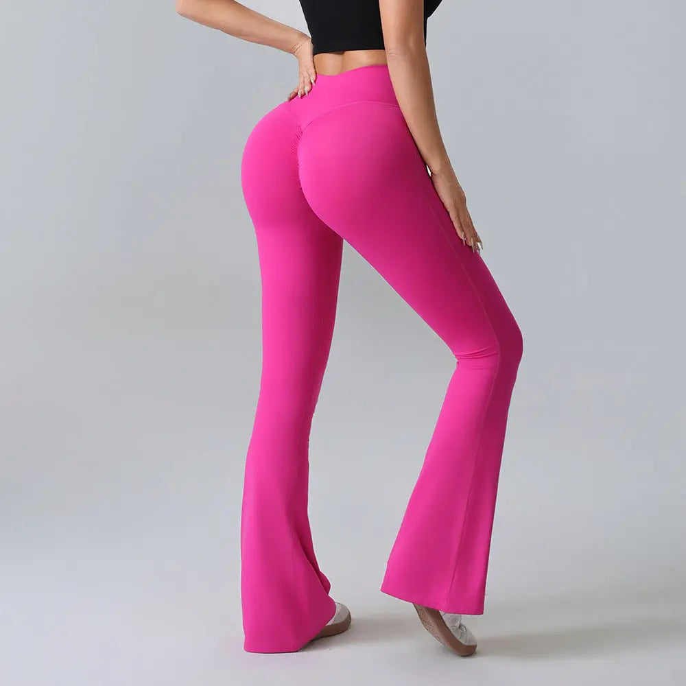 Hip-lift Yoga Flared Pants Fitness Sports Wide Leg High Waist Quick Dry Trousers Womens Clothing NNOS