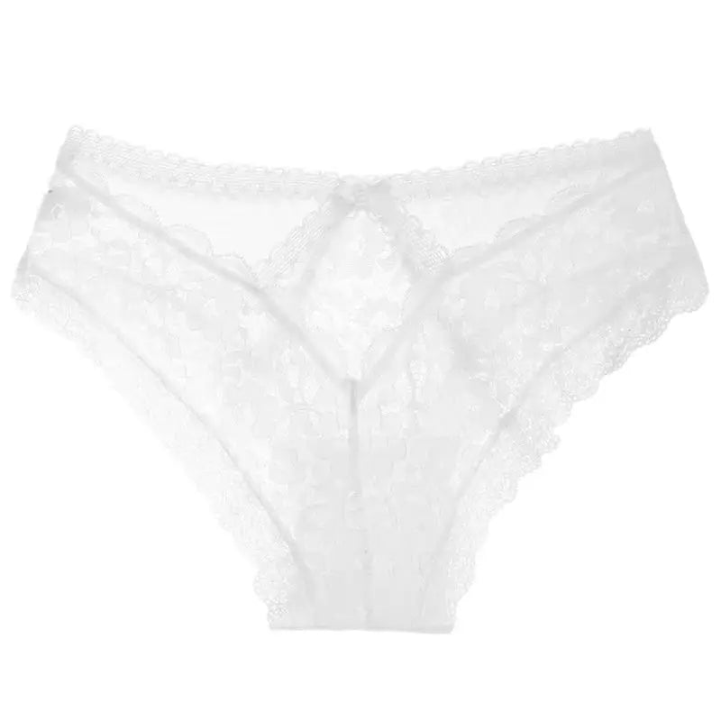 Seductive Women's Lace Triangle Panties with Bow Detail - Low Waist Hollow Out Intimates