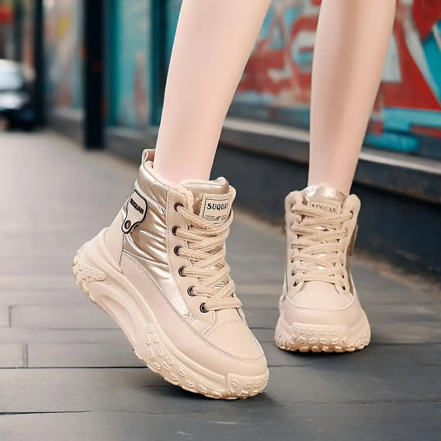 Women’s Warm Ankle Boots – High-Top Winter Sneakers with Pineapple Sole NNOS