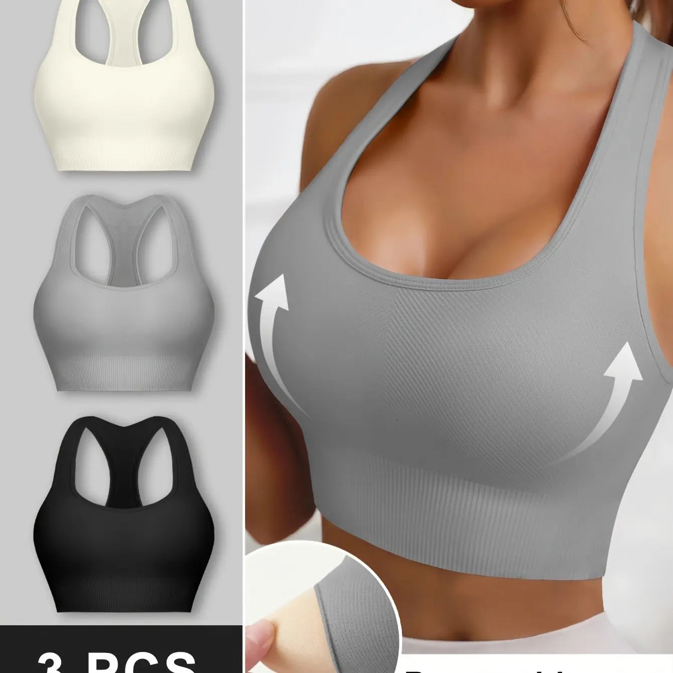 Women’s 3-Pack Crop Tank Tops – Sleeveless U-Neck Stretchy Casual Sportswear NNOS