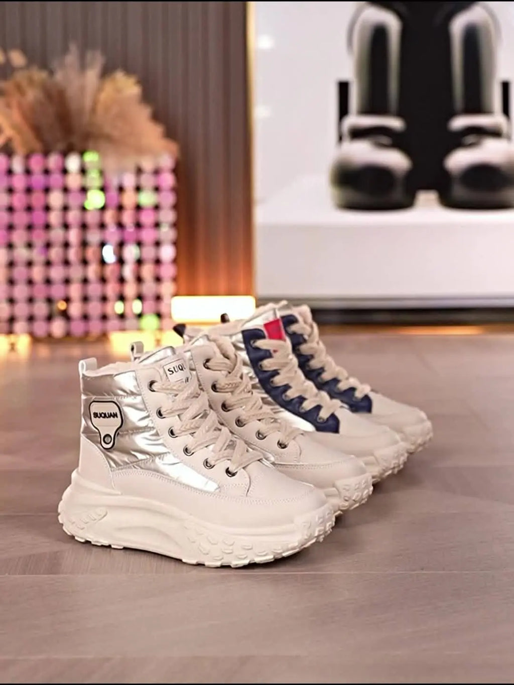 Women’s Warm Ankle Boots – High-Top Winter Sneakers with Pineapple Sole NNOS