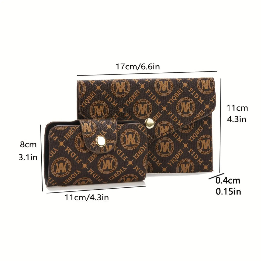 Three-Piece Set Women's Trendy Shoulder Bag, Vintage Print Crossbody Handbag NNOS