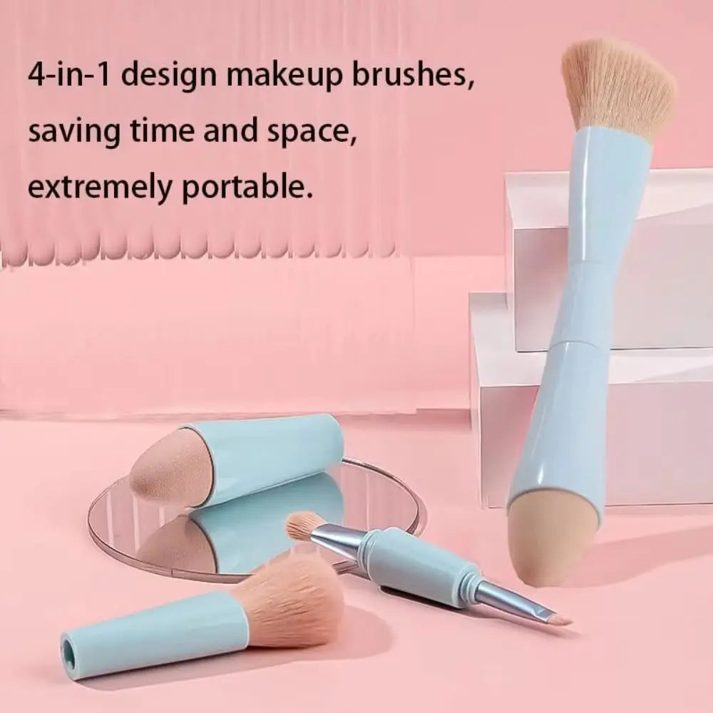 Travel Light with Our 4-in-1 Makeup Brush Set: Perfect for Highlighting, Eyeshadow, and Blush! ✈️💄✨