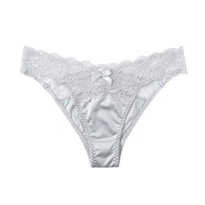 Elegant Women's Satin Lace Briefs & G-String Set - Luxurious Low-Waist Lingerie product image