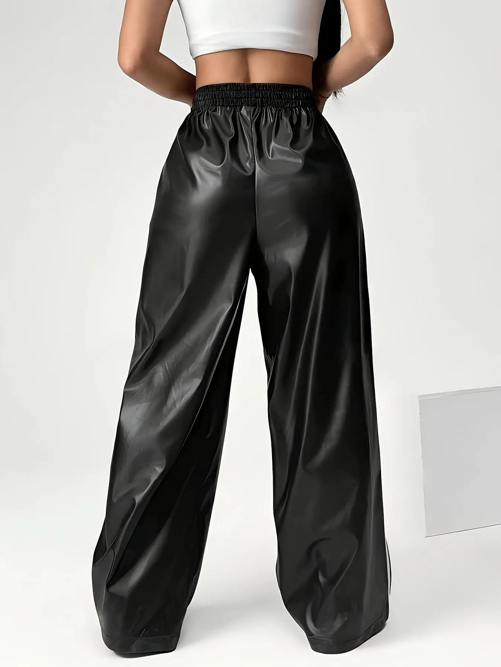 Women’s PU Leather Side-Stripe Pants – Stretchy Skinny Trousers for Fall/Winter NNOS