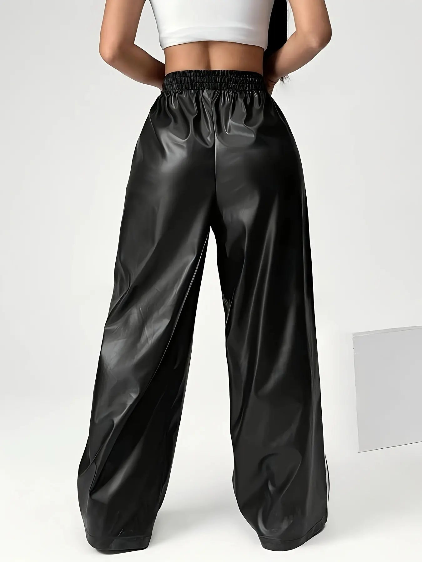 Women’s PU Leather Side-Stripe Pants – Stretchy Skinny Trousers for Fall/Winter NNOS