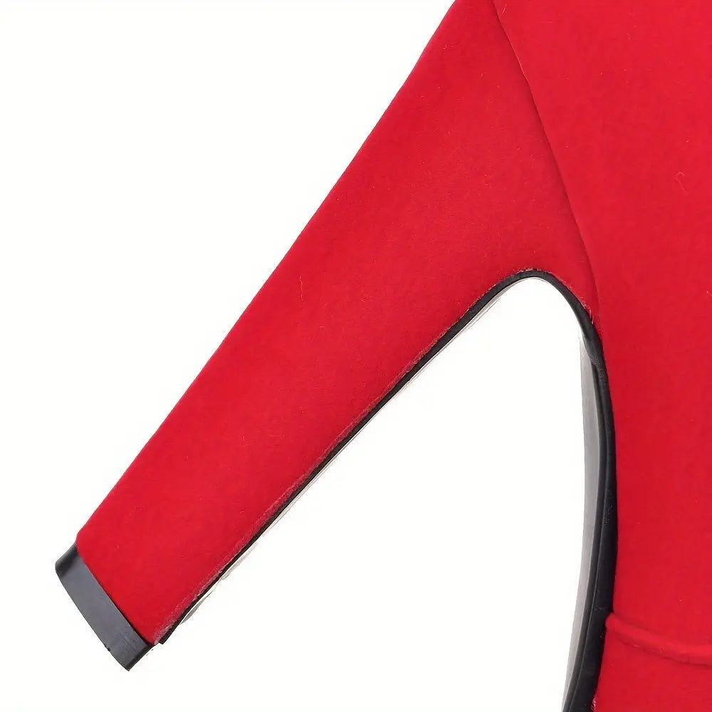 Women’s Over-the-Knee Boots – Chunky Block Heel, Zipper, Flannel Lined NNOS