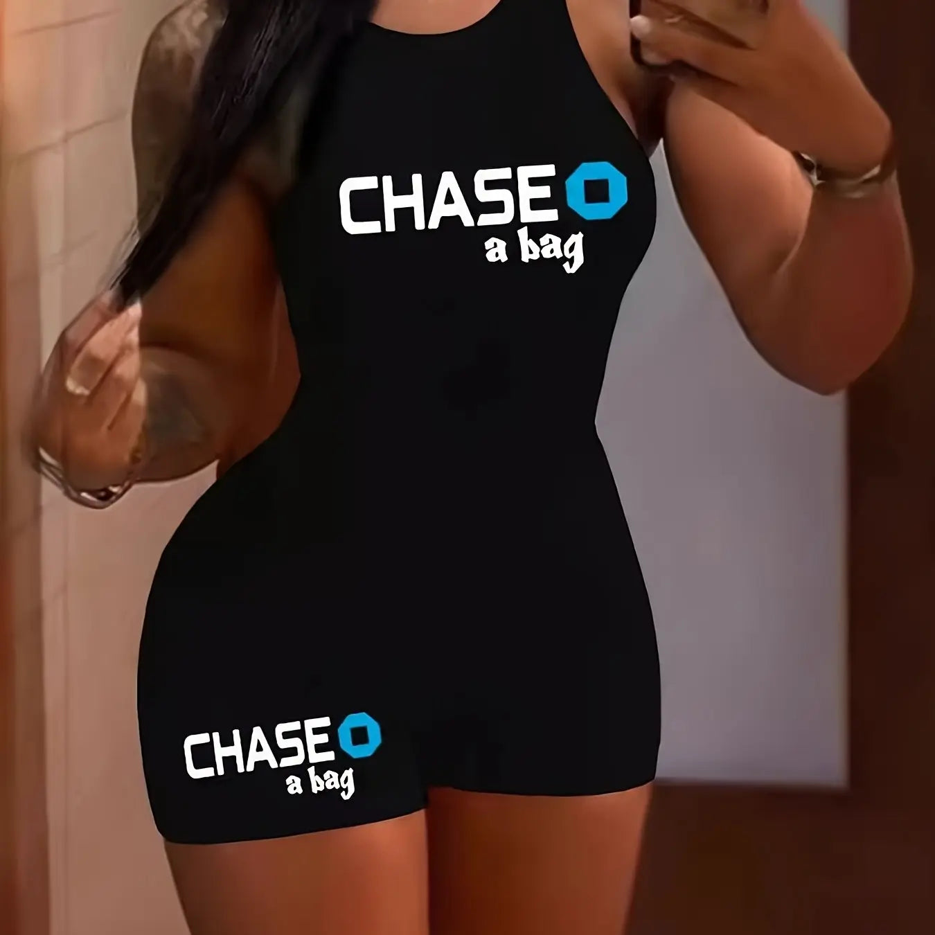 Women’s Sexy Bodycon Jumpsuit – Sleeveless Crop Top Style with Print NNOS