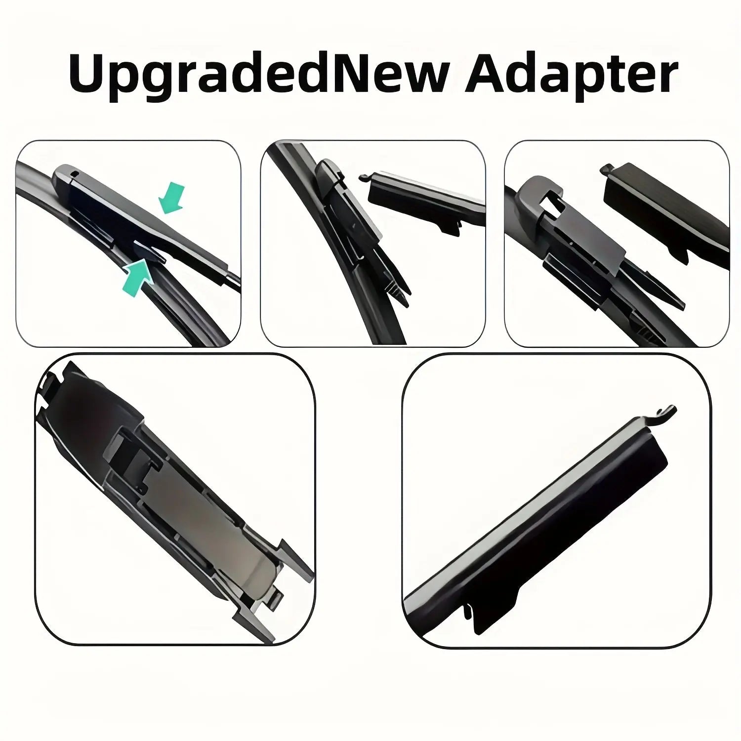 Brand New Upgraded All-Season Car Windshield Wipers with U/J Type Hook Blades + 3pcs Adapter Replacement Heads/6 Rubber Strips for Car Wipers, Featuring a High-Quality Rubber Stable Base Design for Quiet, Durable, And Clear A NNOS