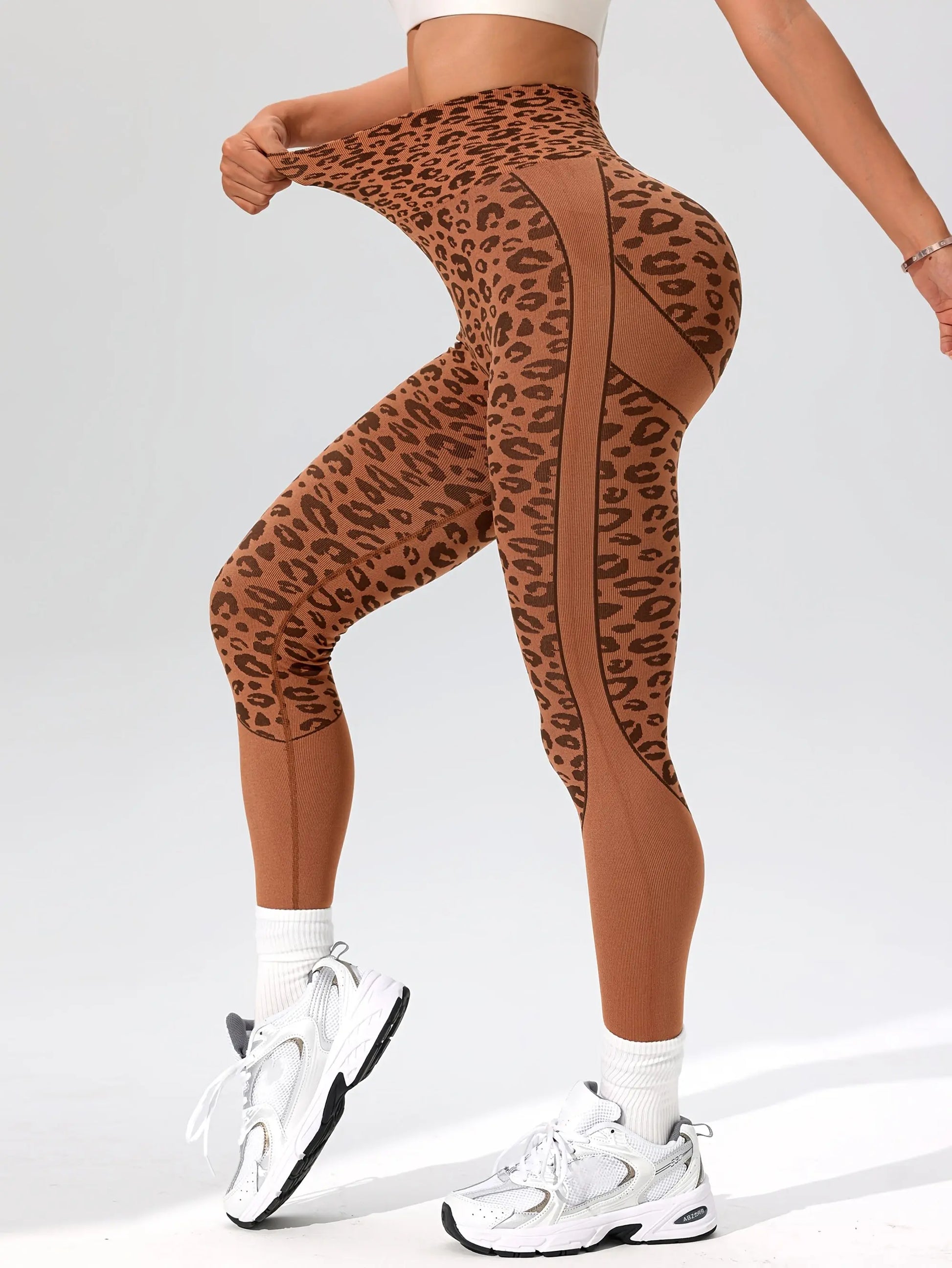 Women’s High-Waist Leopard Yoga Leggings – Seamless Quick-Dry Stretch Pants NNOS