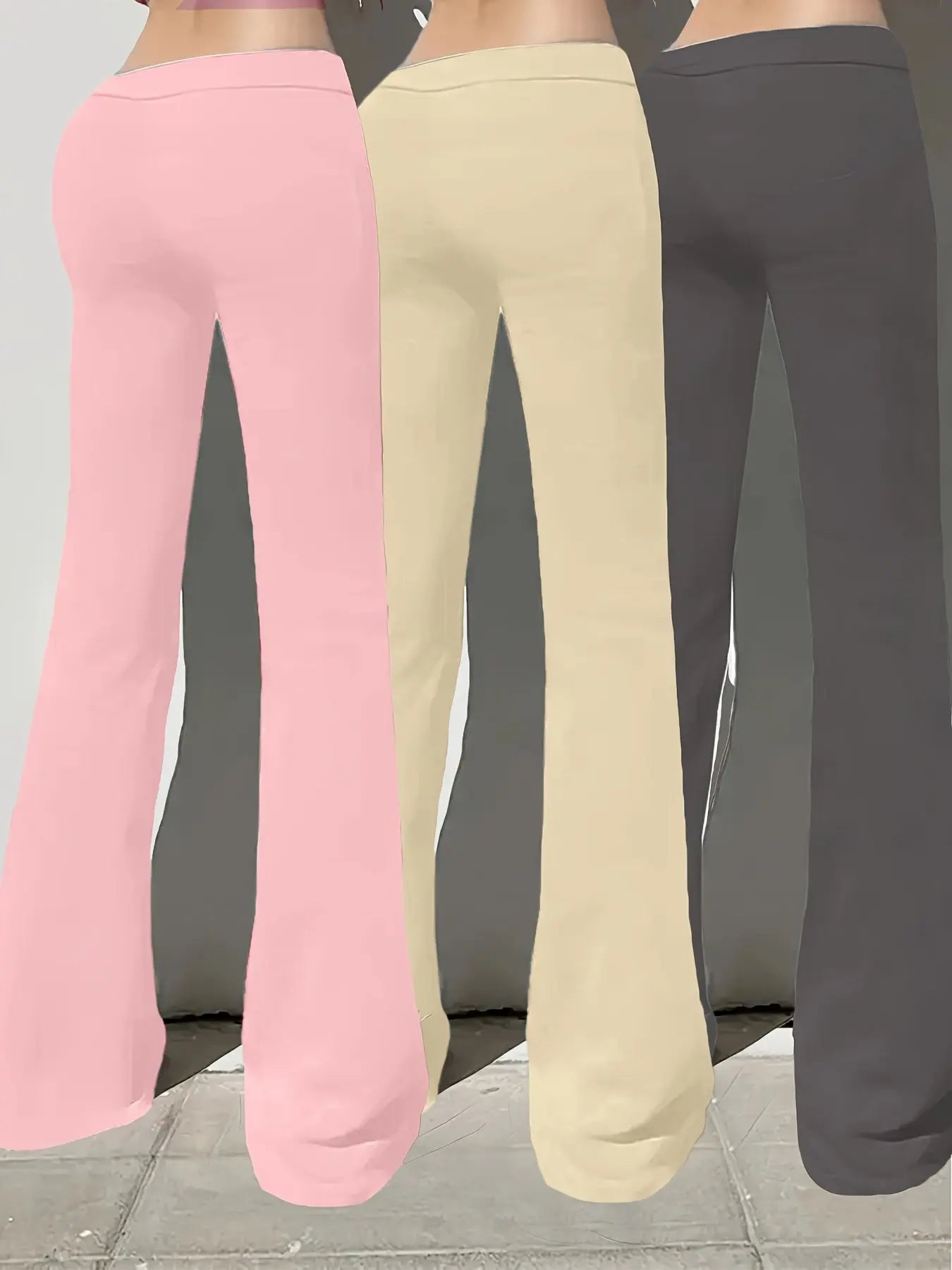 European and American Women's Straight-Leg Flare Pants Classic Personality English Text Print Long Pants 3pcs Set NNOS