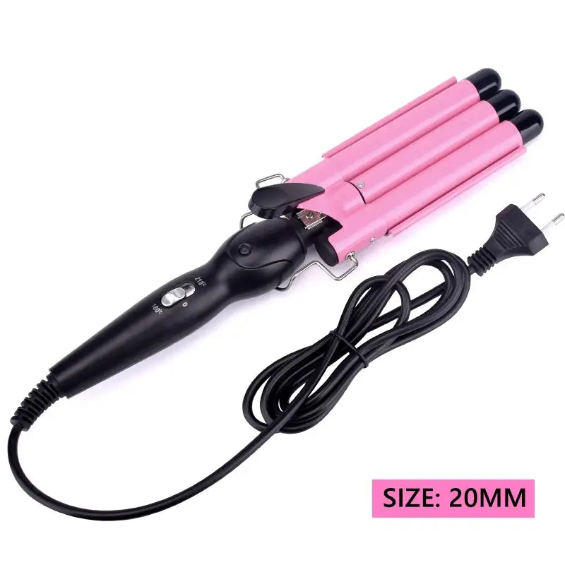 Ceramic Triple Barrel Hair Curling Iron - Professional Waver and Styling Tool product image