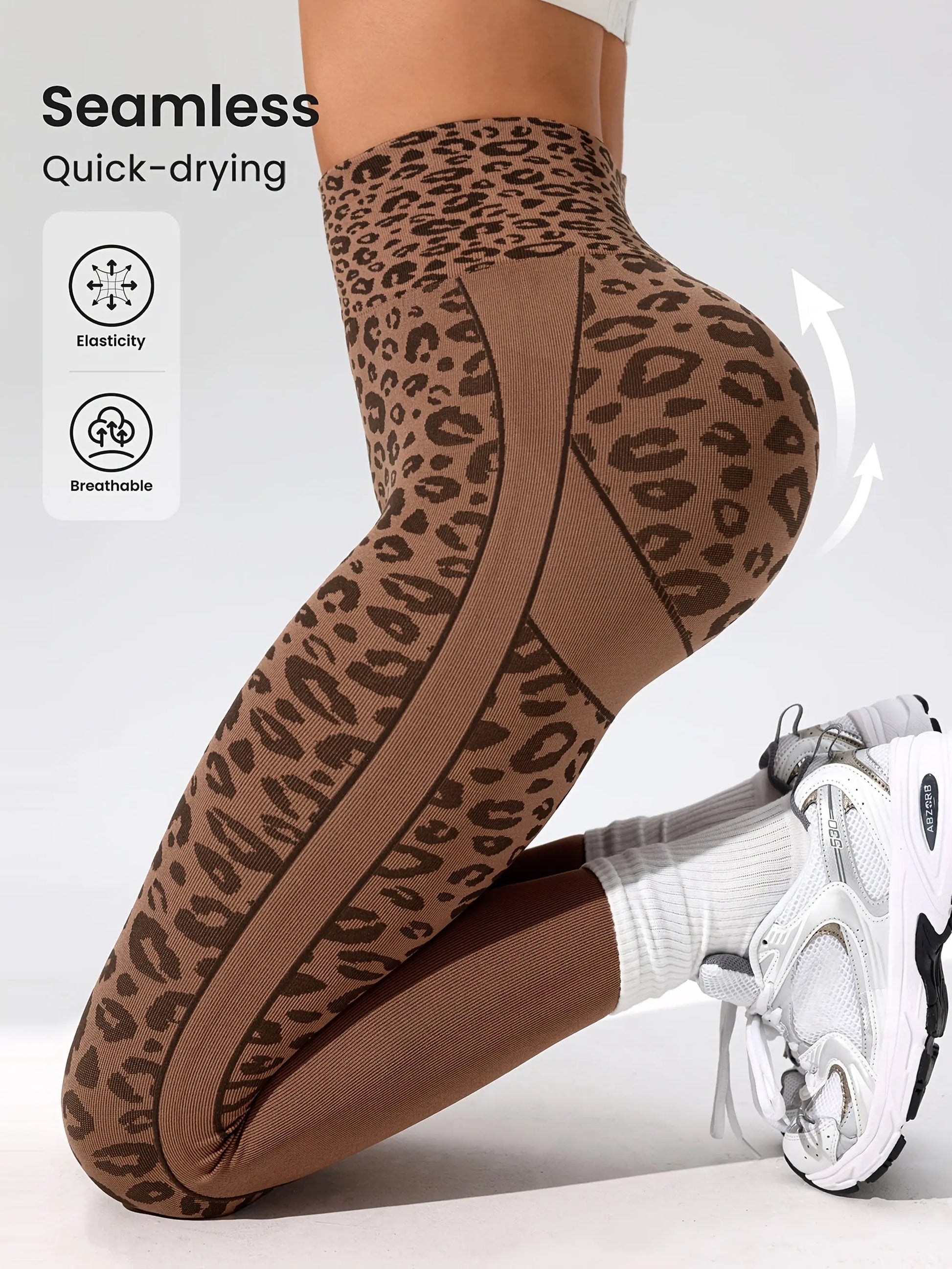 Women’s High-Waist Leopard Yoga Leggings – Seamless Quick-Dry Stretch Pants NNOS