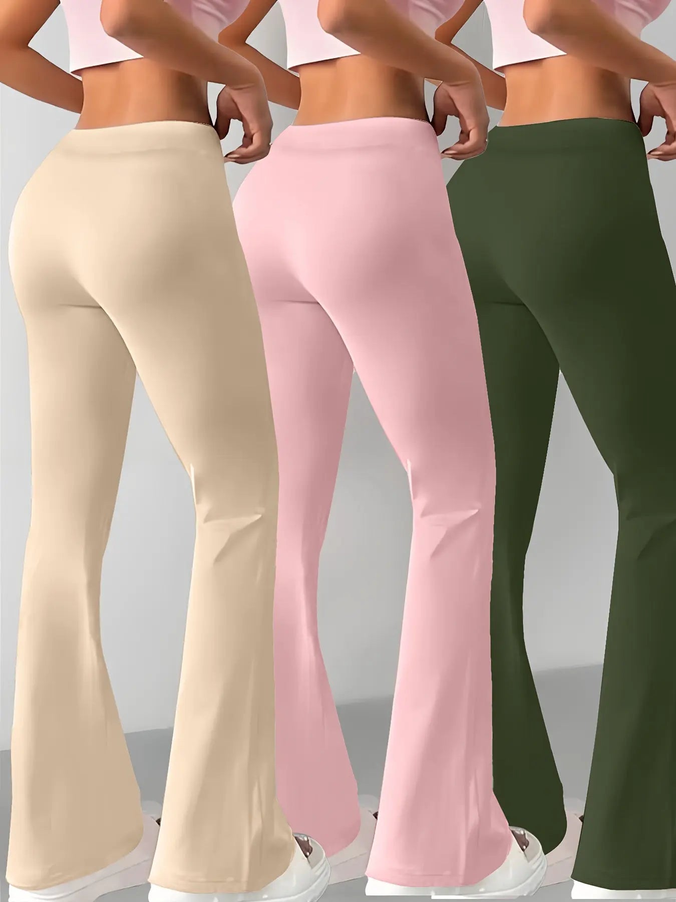 European and American Women's Straight-Leg Flare Pants Classic Personality English Text Print Long Pants 3pcs Set NNOS