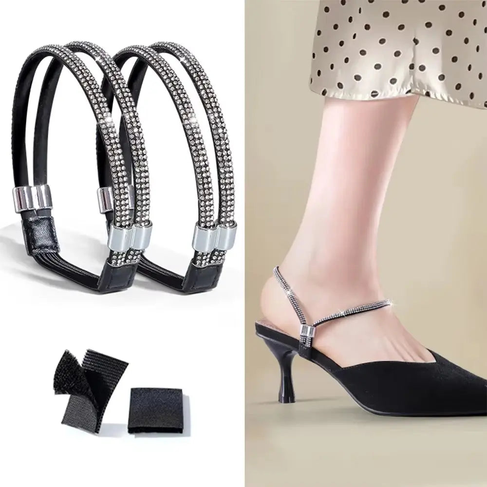 Step up your style game with our 2-Pack Anti-Skid High Heel Shoe Bands! ✨ Featuring blingy rhinestone shoelaces and secure anti-drop straps, your heels will stay in place while you strut your stuff! 💃👠 #FashionEssentials #HighHeelHacks