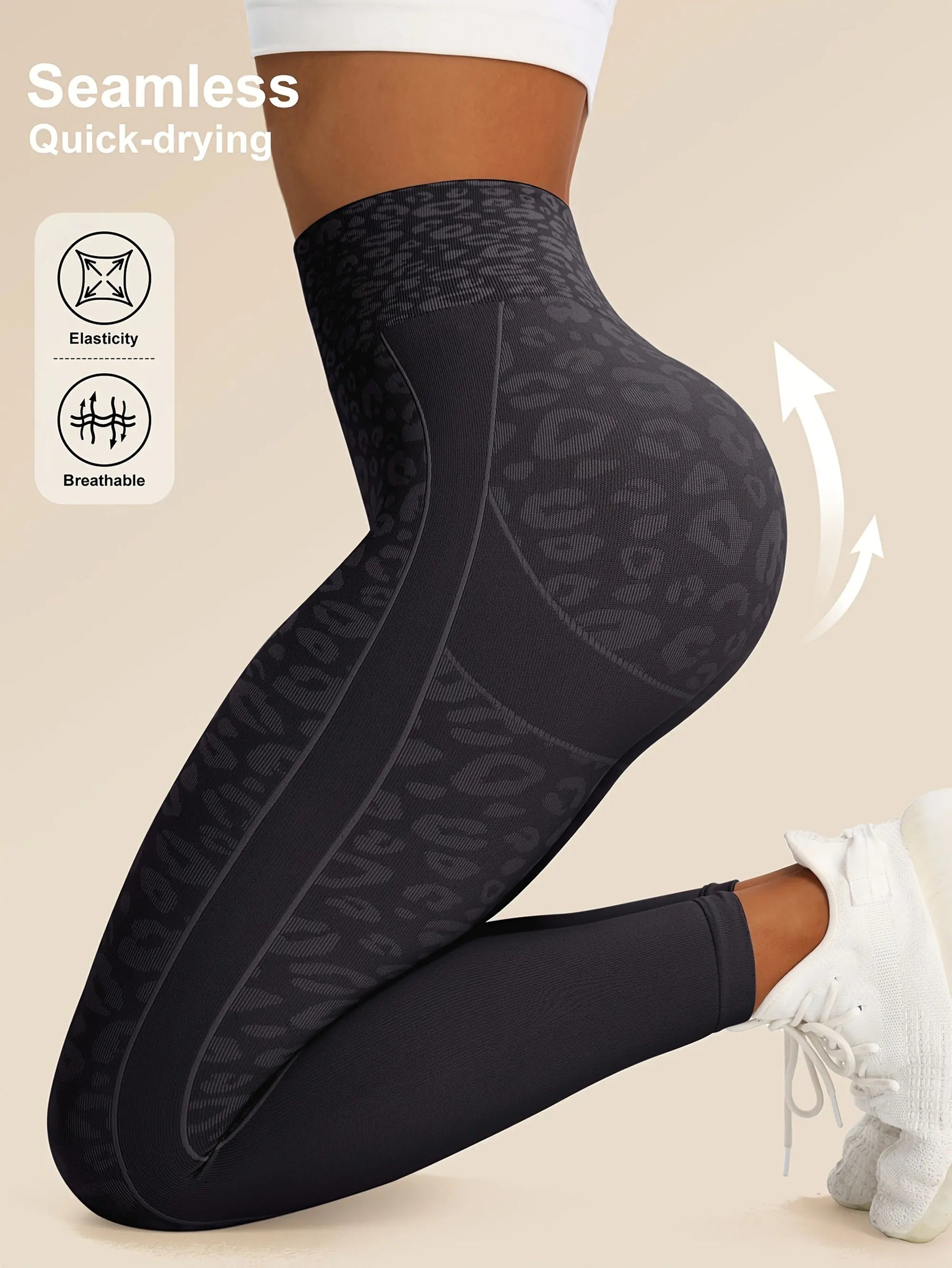 Women’s High-Waist Leopard Yoga Leggings – Seamless Quick-Dry Stretch Pants NNOS