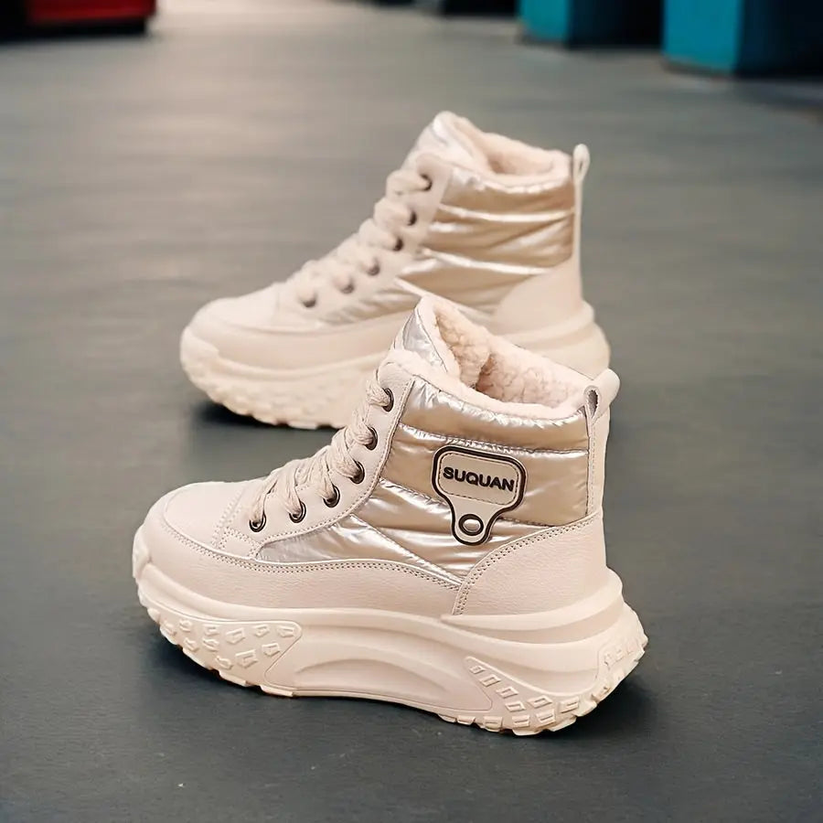 Women’s Warm Ankle Boots – High-Top Winter Sneakers with Pineapple Sole NNOS