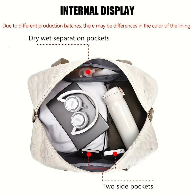 Quilted Fitness Travel Bag – Multi-Pocket Design with Shoe Compartment NNOS