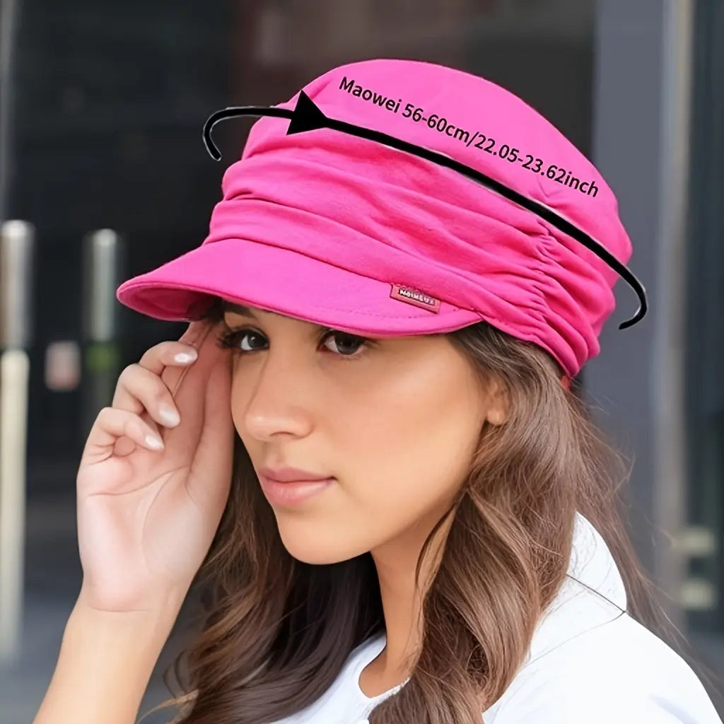 Women’s Retro Soft Brim Hat – Pleated Dome Cloth Cap for Spring, Autumn, Winter NNOS