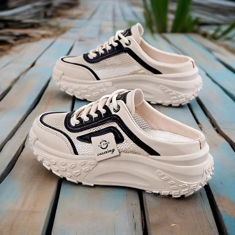 Women’s Summer Casual Sneakers – Breathable Mesh Lace-Up with Cushioned Sole NNOS