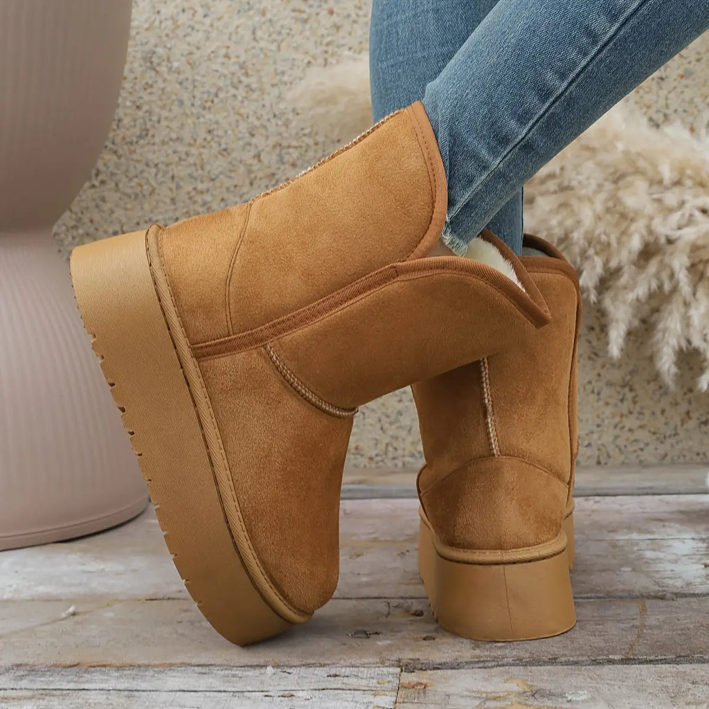 Women’s Winter Mid-Calf Boots – Warm Lined, Slip-Resistant Sole Snow Footwear NNOS