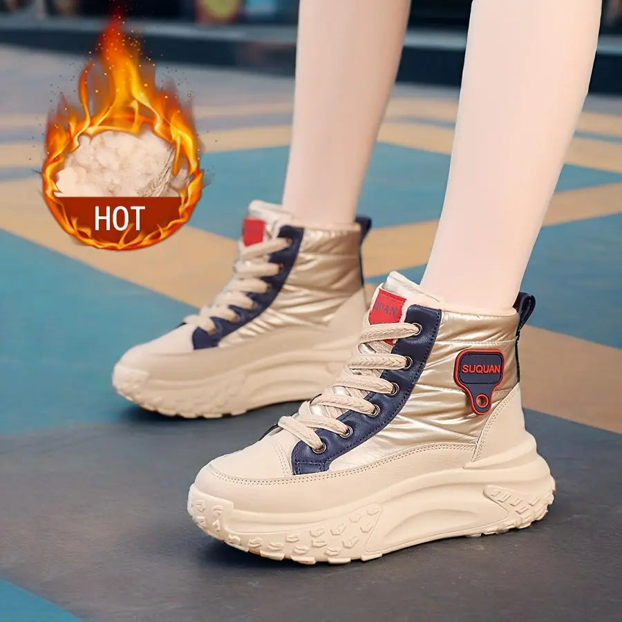 Women’s Warm Ankle Boots – High-Top Winter Sneakers with Pineapple Sole NNOS