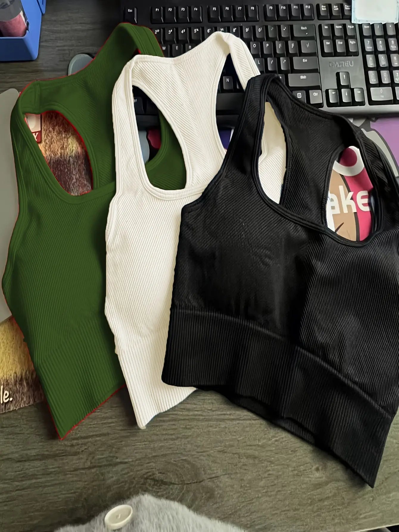 Women’s 3-Pack Crop Tank Tops – Sleeveless U-Neck Stretchy Casual Sportswear NNOS