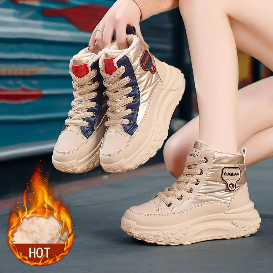 Women’s Warm Ankle Boots – High-Top Winter Sneakers with Pineapple Sole NNOS