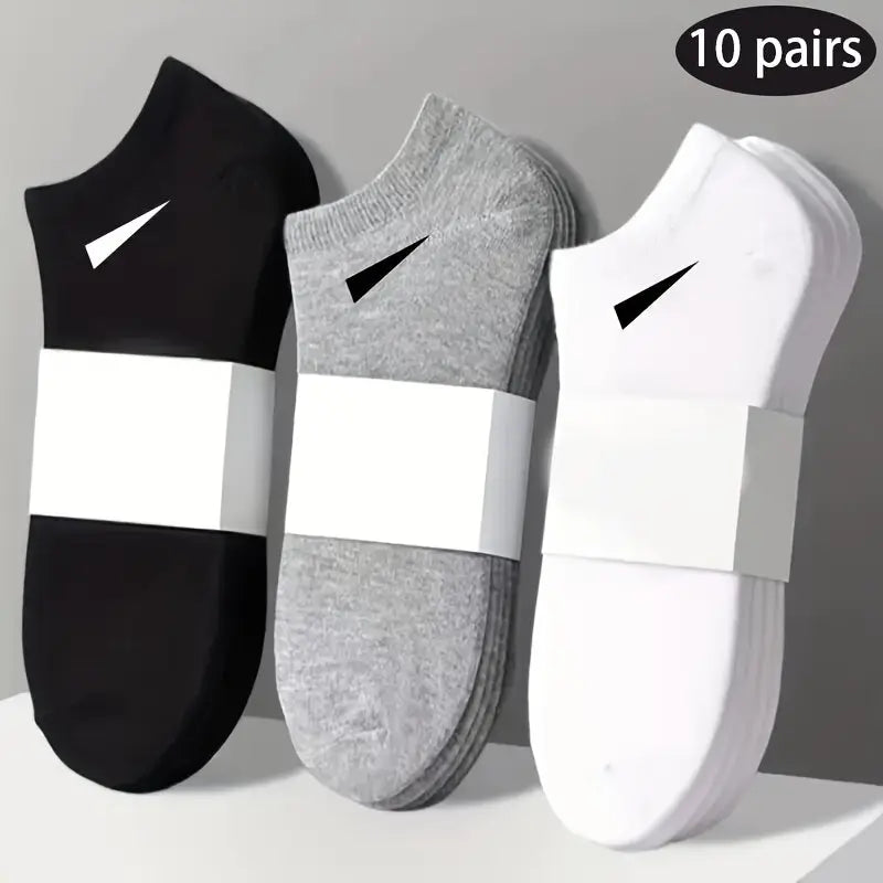 10-Pair Unisex Sock Set – Black, White & Gray Minimalist Everyday Essentials NNOS
