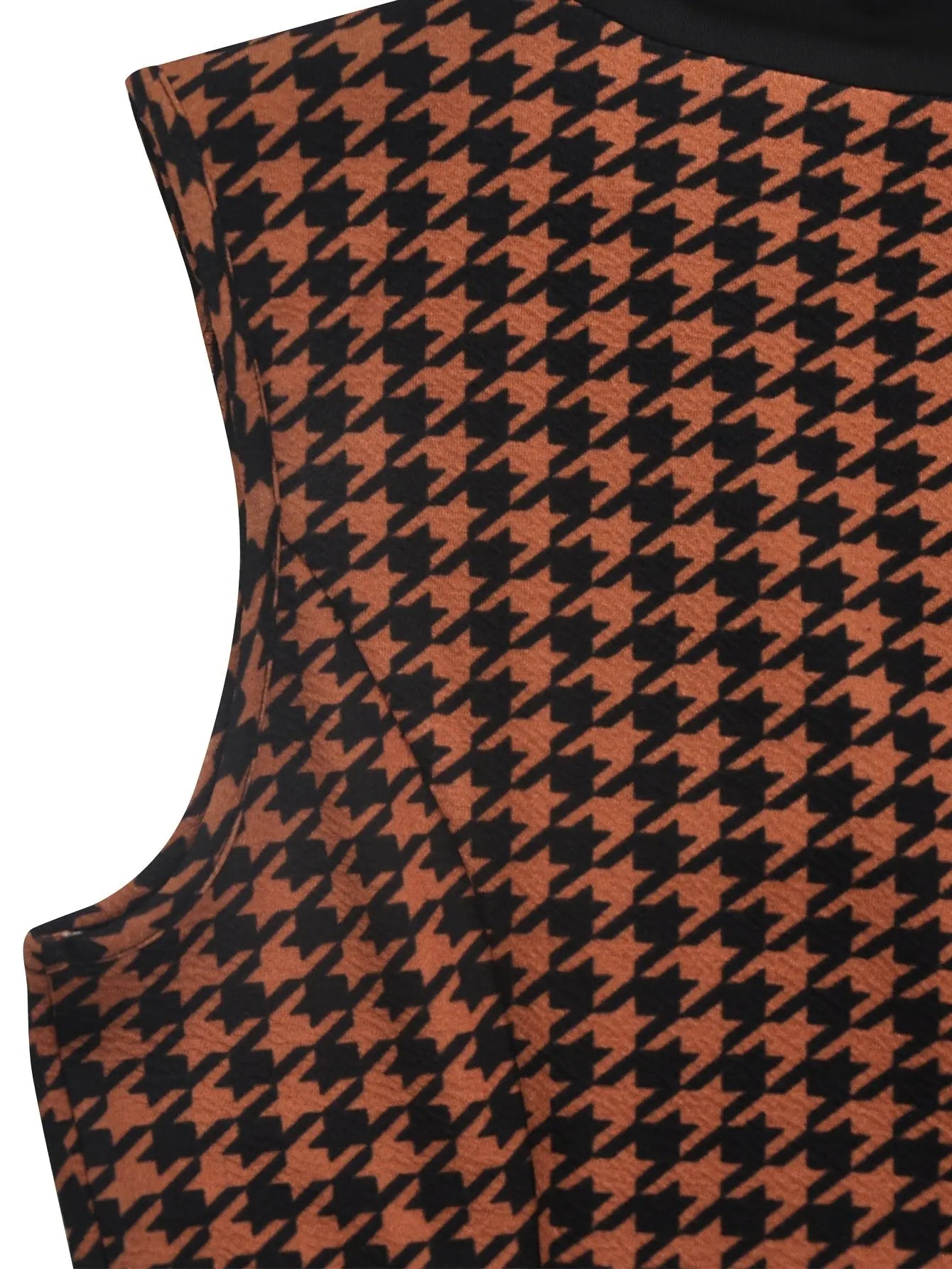 Women'S Professional Houndstooth Jumpsuit - Sleeveless V-Neck with Button Front, Wide-Leg Pants, Brown/Black/White/Gray/Beige, Office to Party Outfit for Spring/Summer, Elegant Formal & Casual Attire, Summer Fashion, Sophisti NNOS