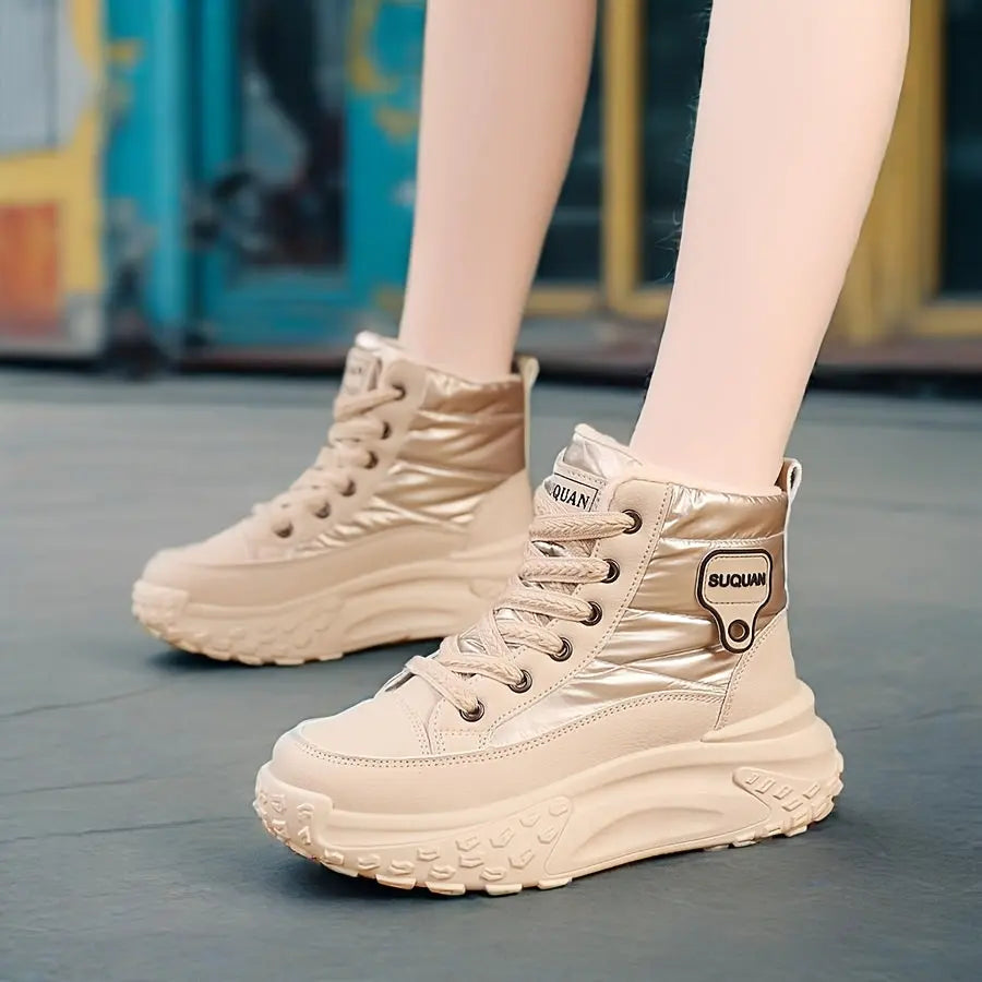 Women’s Warm Ankle Boots – High-Top Winter Sneakers with Pineapple Sole NNOS