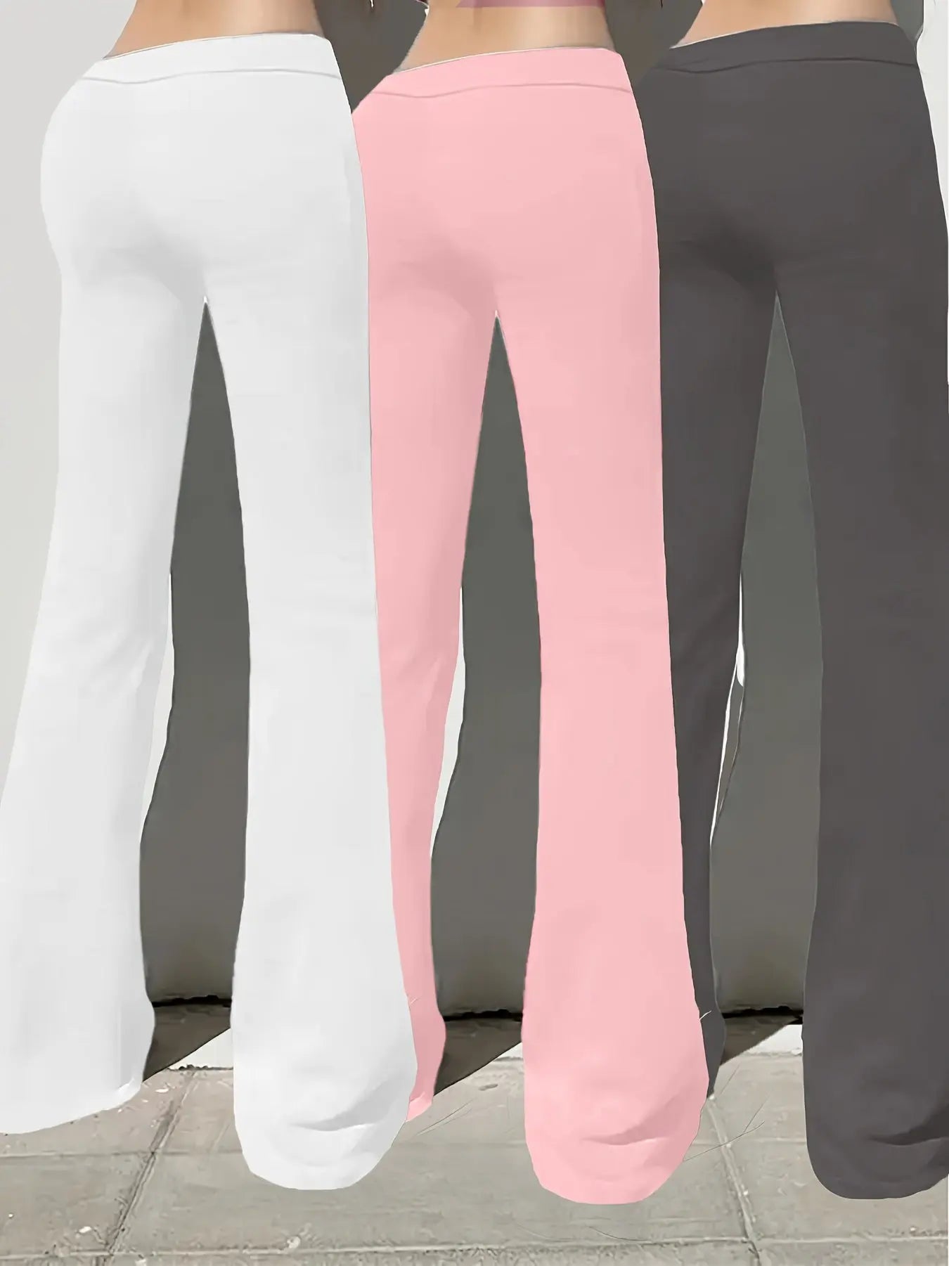 European and American Women's Straight-Leg Flare Pants Classic Personality English Text Print Long Pants 3pcs Set NNOS