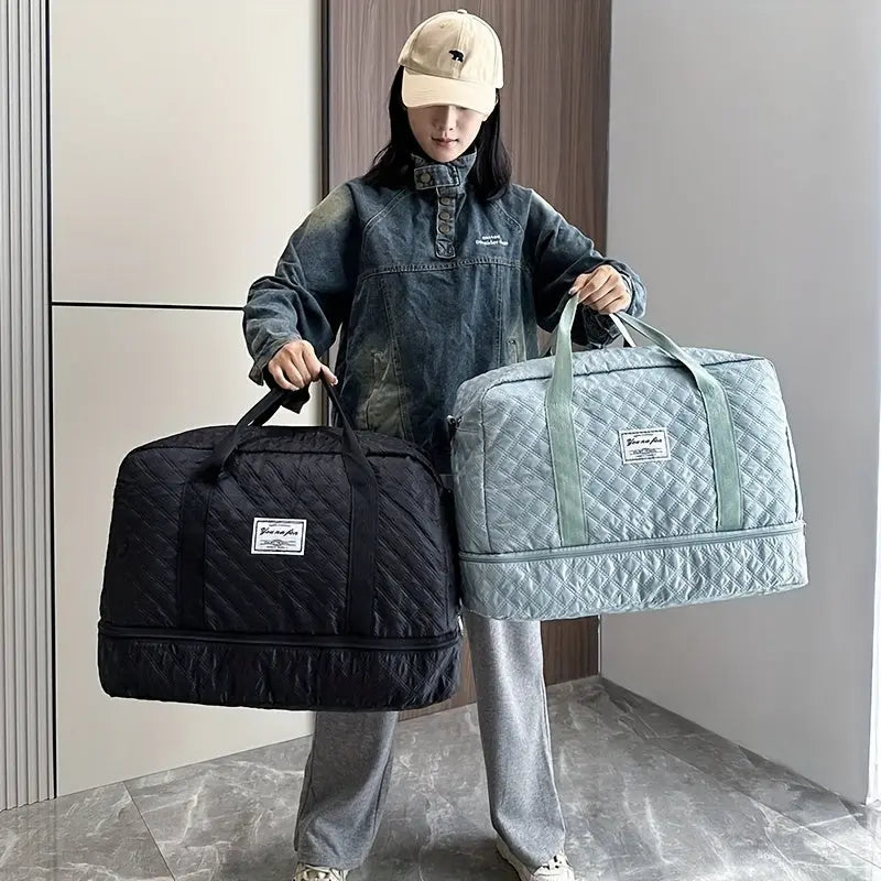 Quilted Fitness Travel Bag – Multi-Pocket Design with Shoe Compartment NNOS