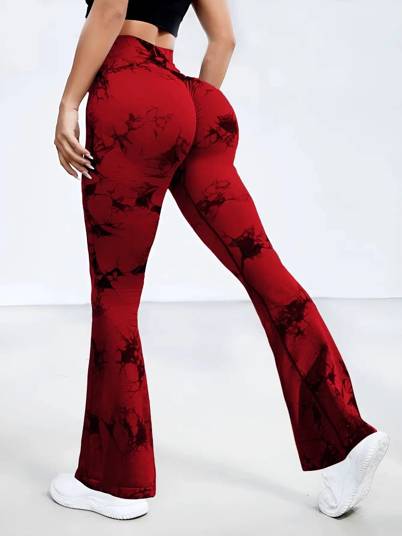 Trendy High-Waisted Tie-Dye Flare Pants for Women - Perfect for Casual Sports and Fitness!