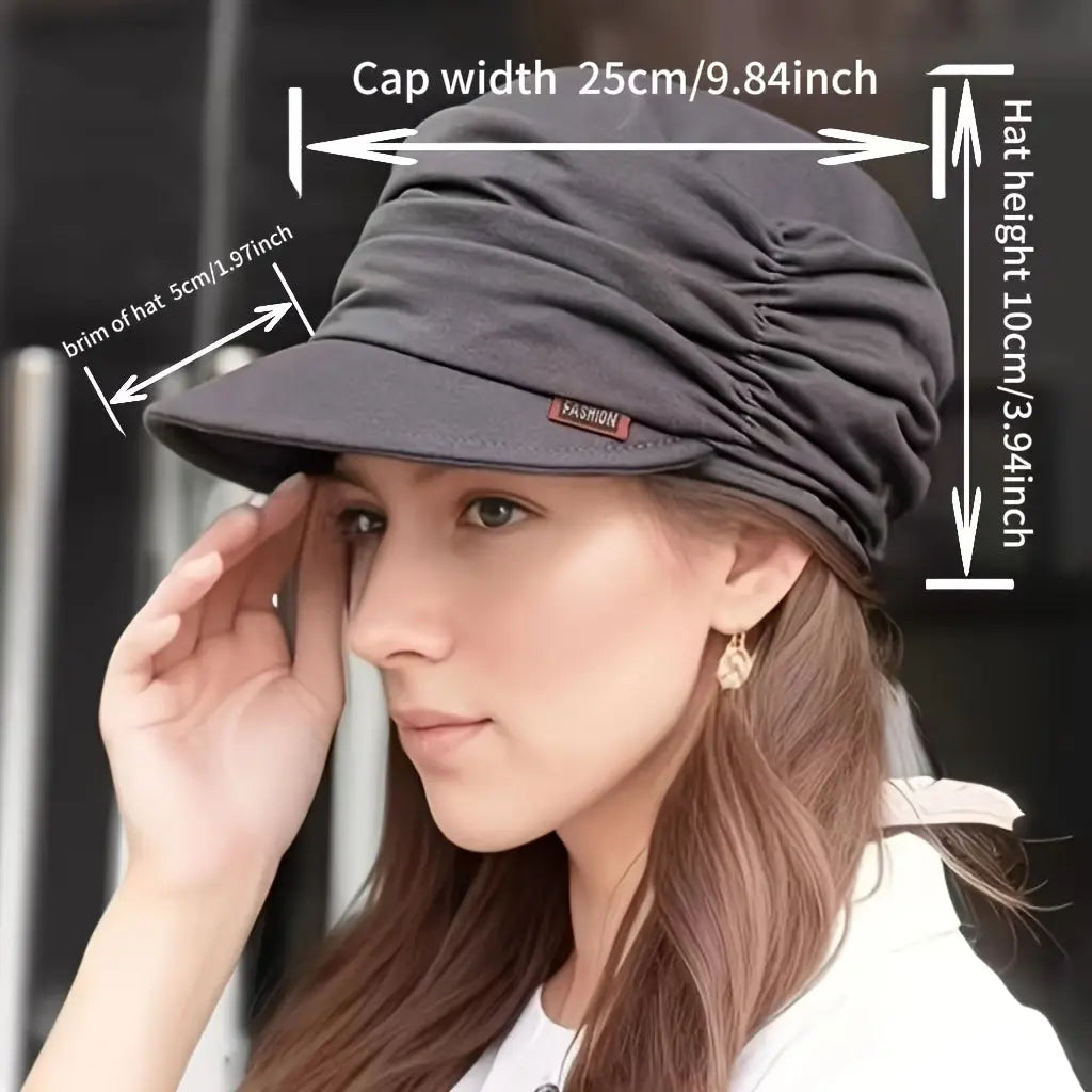 Women’s Retro Soft Brim Hat – Pleated Dome Cloth Cap for Spring, Autumn, Winter NNOS