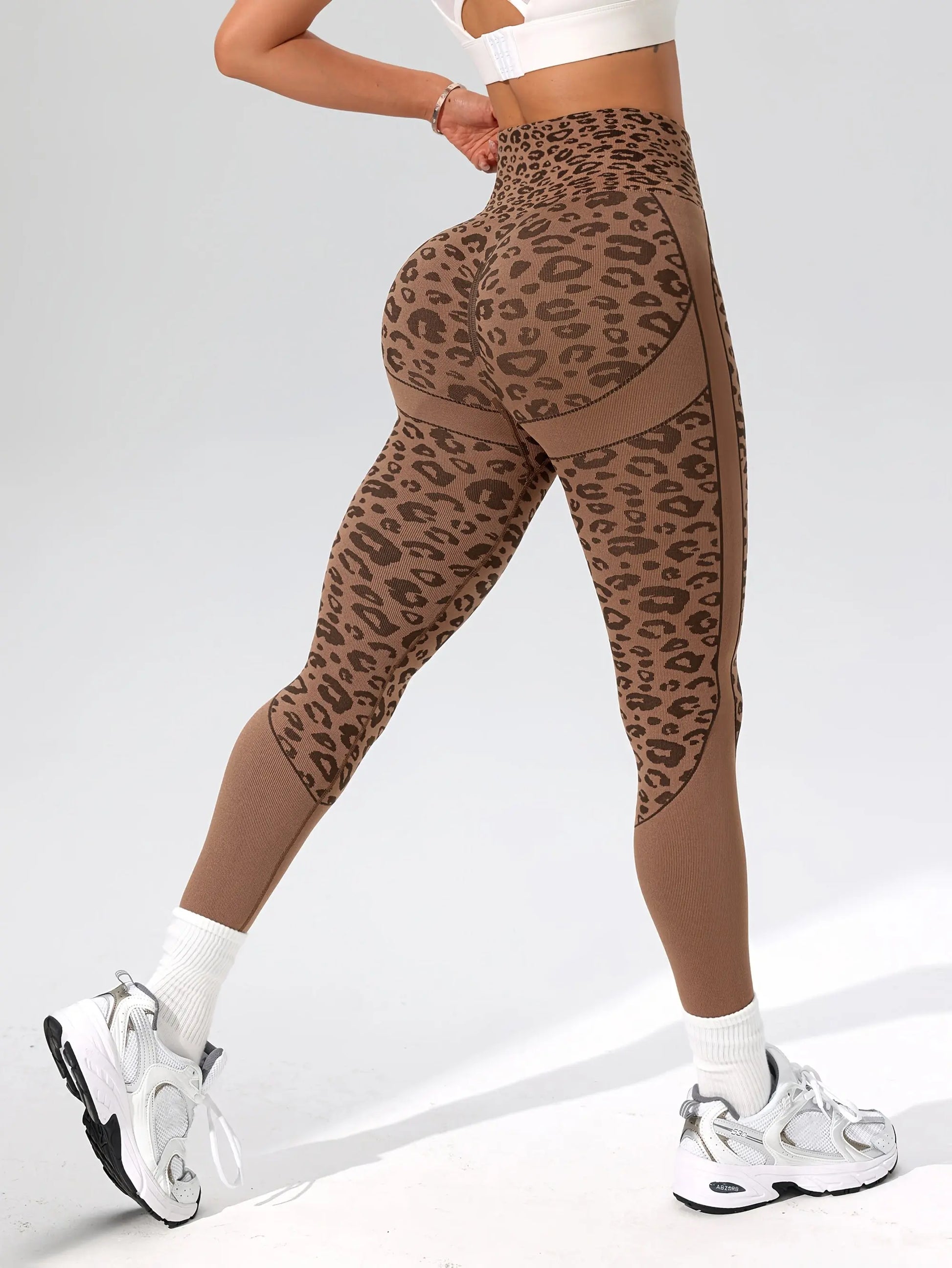 Women’s High-Waist Leopard Yoga Leggings – Seamless Quick-Dry Stretch Pants NNOS