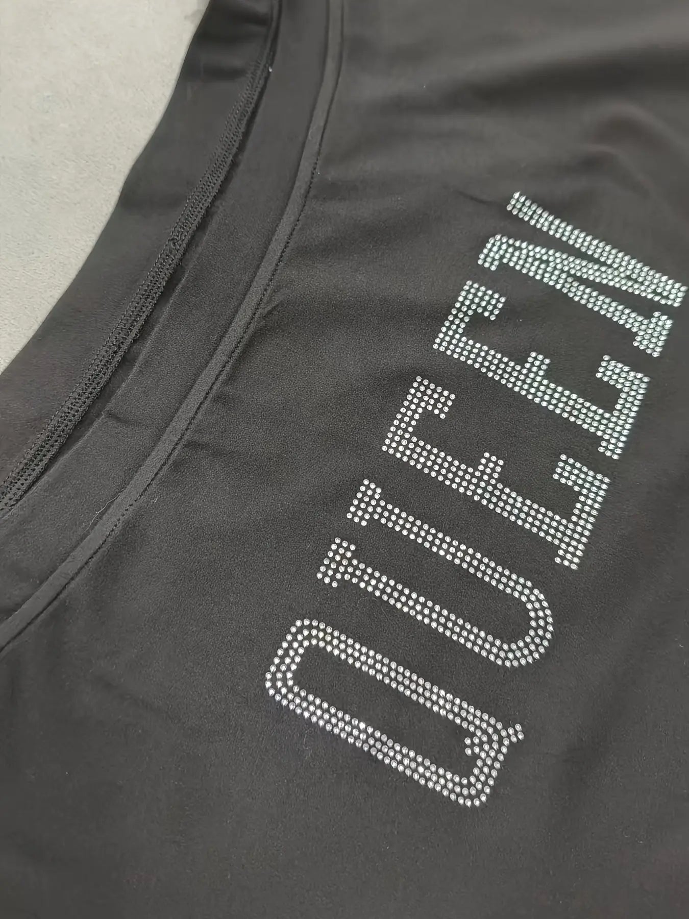 Women’s Off-Shoulder QUEEN Jumpsuit – Rhinestone Graphic Long Sleeve Outfit NNOS